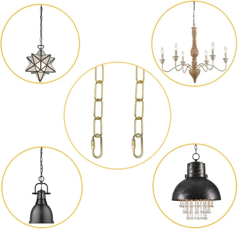 ECUDIS 20 Feet Pendant Light Fixture Chain, Lighting Hanging Chain Extension with Connection Locks, Lighting Chain Replacement for Chandelier, Plants, Fruit Basket (Brass) - Image 5